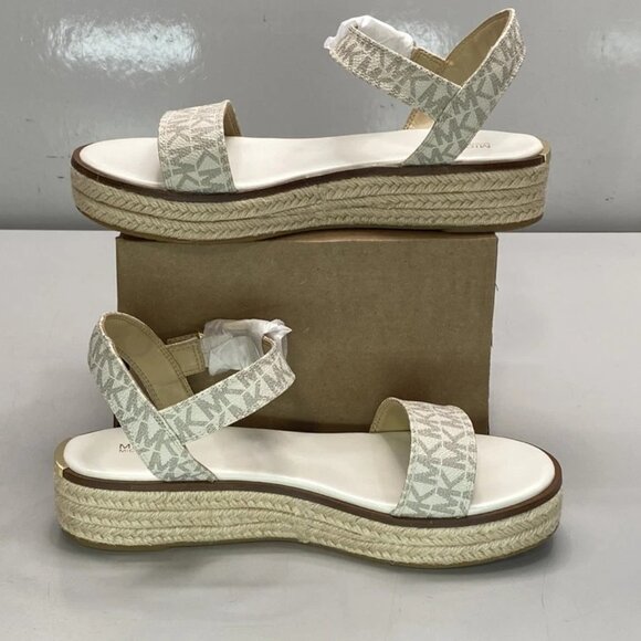NEW MICHAEL KORS Richie Signature Logo Espadrille Sandals Vanilla Size 9.5W - Picture 5 of 8